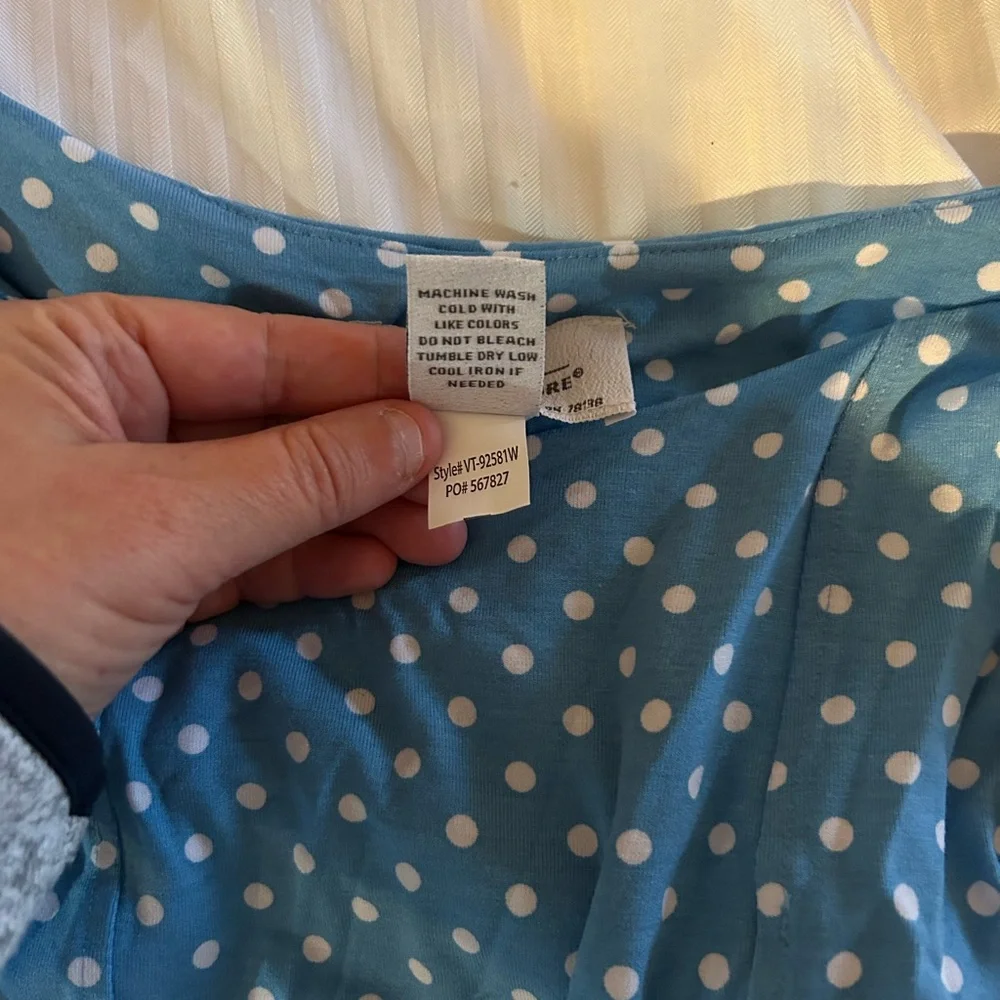 The Vermont Country Store Blue Polka Dot Sleeveless Dress Size 1X Flowy Vintage - Picture 6 of 8
